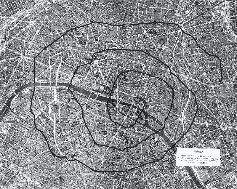 j'ai tracé une spirale en marchant dans les rues de Paris