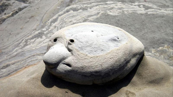 a face in a large stone